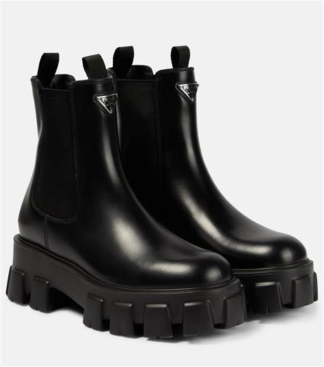 prada black leather chelsea boots|prada chelsea monolith boots.